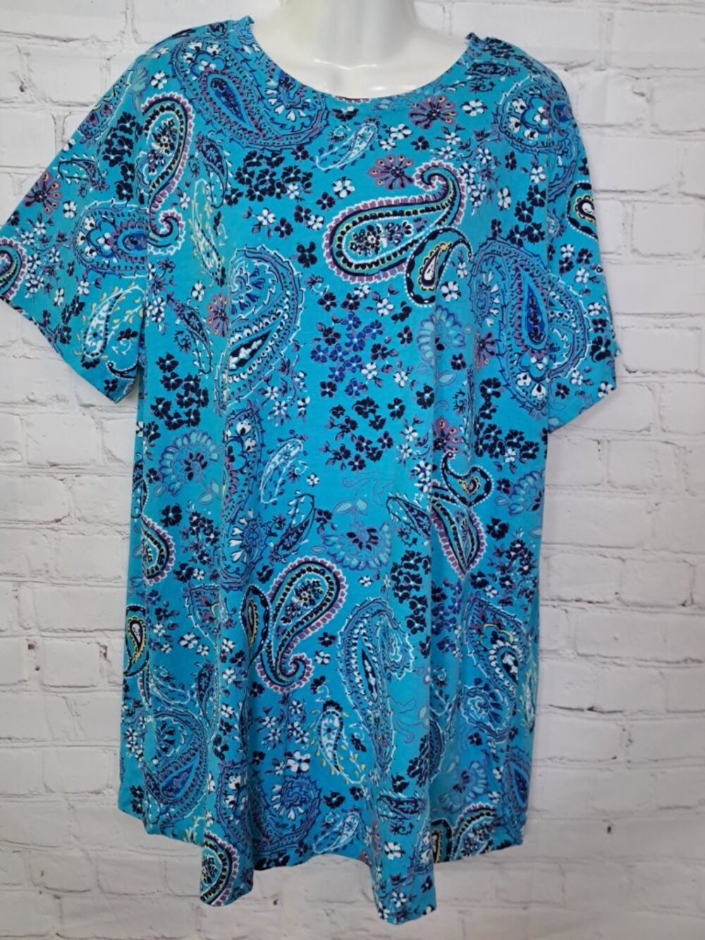 Woman Within 100% Cotton Paisley Casual T- Shirt Plus Size 18/20